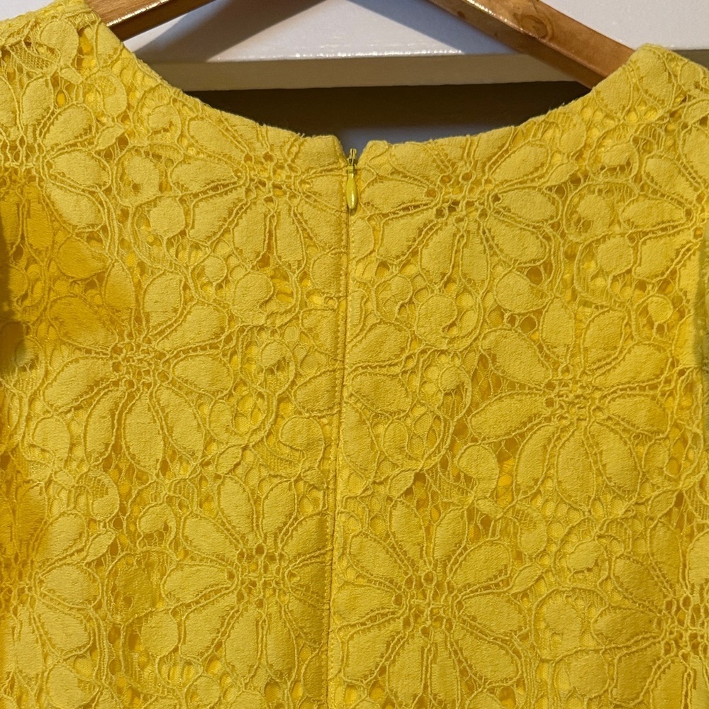 London Style Yellow Lace Ruffle-Sleeve Mini Dress - Picture 6 of 6